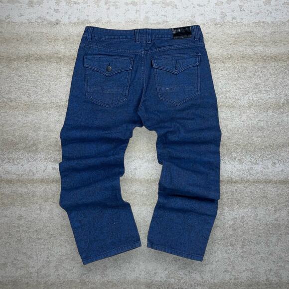 imperious Other - Vintage 90s Paisley Jeans 36x32 Straight Fit Navy Blue Wash Denim Imperious